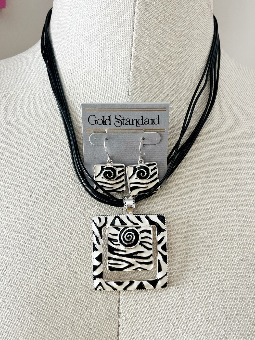 Gold Standard zebra necklace & earring set